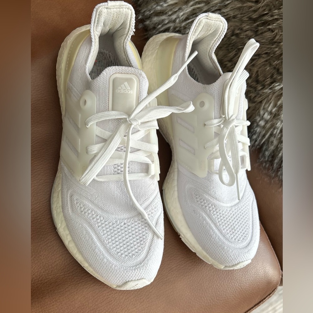 Ladies Adidas Ultra Boost White Running Shoes